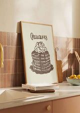 Cuadro cuadrado ilustración de deliciosas pancakes disponibles en kudeko.com