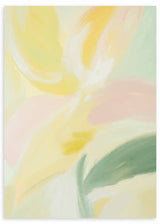 Cuadro abstracto en tonos pastel con formas orgánicas suaves, kudeko.com
