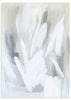 Cuadro abstracto en blanco y gris con formas alargadas, kudeko.com
