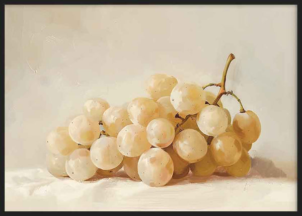 Cuadro horizontal abstracto de uvas doradas. Disponible en kudeko.com