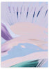 Cuadro abstracto en tonos lavanda, rosa y azul con formas fluidas y dinámicas, kudeko.com

