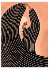 Cuadro ilustrado colorido mujer con manto negro de Bea Muller, kudeko.com
