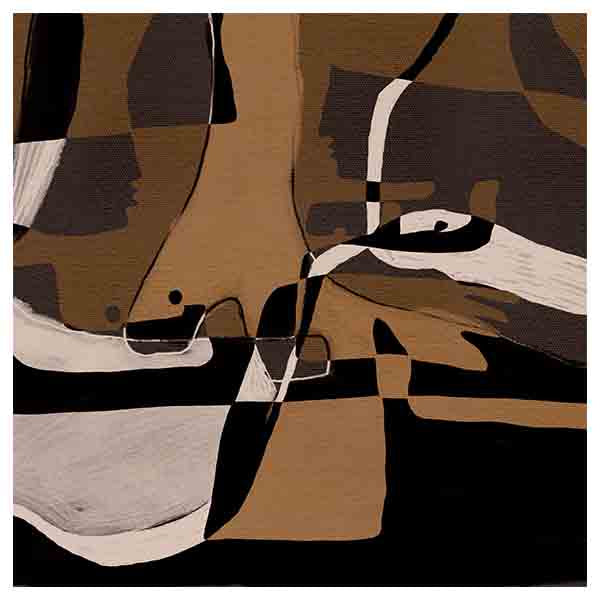 Quadro quadrado abstrato decorativo em tons castanhos e bege. Disponível em kudeko.com