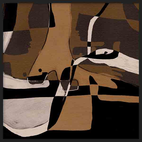 Quadro quadrado abstrato decorativo em tons castanhos e bege. Disponível em kudeko.com