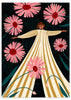 Cuadro ilustrado colorido mujer entre flores rosas de Bea Muller, kudeko.com

