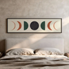 Horizontales Wandbild minimalistisch mit Mondphasen. Erhältlich auf kudeko.com