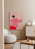 Cuadro ilustrado colorido mujer con camisa de rayas rojas de Bea Muller, kudeko.com
