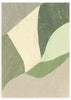 Tableau encadré avec formes géométriques et organiques en vert olive, vert sauge, crème et beige, dans une composition abstraite douce et équilibrée au style contemporain. Disponible sur kudeko.com