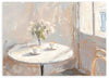 Tableau horizontal minimaliste représentant une chaude scène de café pour deux. Disponible sur kudeko.com.