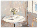 Tableau horizontal minimaliste représentant une chaude scène de café pour deux. Disponible sur kudeko.com.