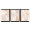 Conjunto de tres cuadros abstractos en tonos beige y marrones