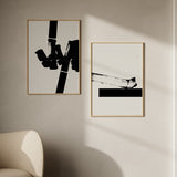 Conjunto de dos cuadros abstractos minimalistas japoneses, kudeko.com
