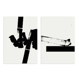 Conjunto de dos cuadros abstractos minimalistas japoneses, kudeko.com

