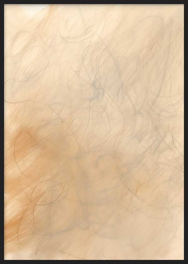 Cuadro con composición abstracta de líneas orgánicas finas sobre fondo beige arena con matices tostados suaves y estética serena de estilo abstracto. Disponible en kudeko.com