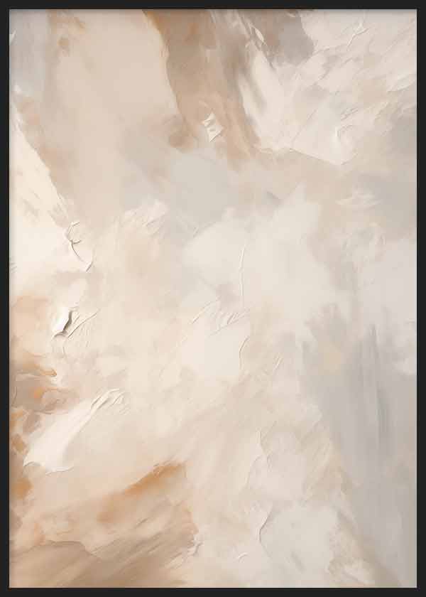 Cuadro abstracto de formas difusas y suaves en tonos beige, arena, crema y marrón claro, con composición luminosa y atmósfera serena de estilo abstracto. Disponible en kudeko.com