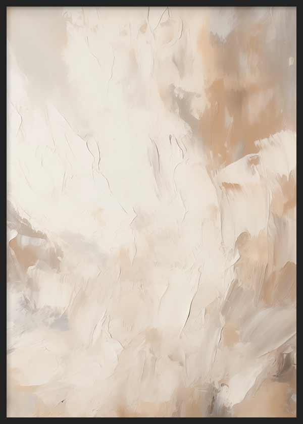 Cuadro con composición abstracta en tonos beige, crema, arena y tierra suave, con formas difusas, textura sutil y apariencia serena de estilo abstracto. Disponible en kudeko.com