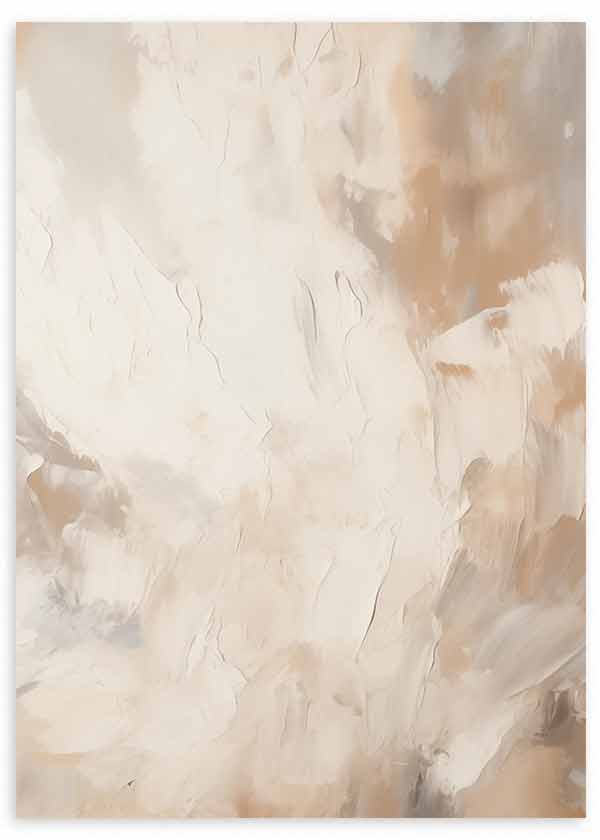 Cuadro con composición abstracta en tonos beige, crema, arena y tierra suave, con formas difusas, textura sutil y apariencia serena de estilo abstracto. Disponible en kudeko.com