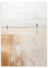 Cuadro de escena costera serena con dos figuras lejanas, reflejos suaves, tonos arena, beige y blanco roto, estilo naturaleza y paisajes. Disponible en kudeko.com
