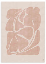 Cuadro con composición de formas orgánicas abstractas en tonos rosa empolvado y beige, con líneas suaves y estilo abstracto. Disponible en kudeko.com