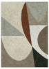Cuadro de composición abstracta con formas geométricas curvas en beige, gris, blanco roto, marrón y negro, de estilo abstracto. Disponible en kudeko.com