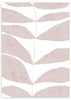 Tableau encadré avec grande feuille stylisée en segments organiques beige rosé sur fond blanc, composition épurée, palette douce et style minimaliste nordique. Disponible sur kudeko.com