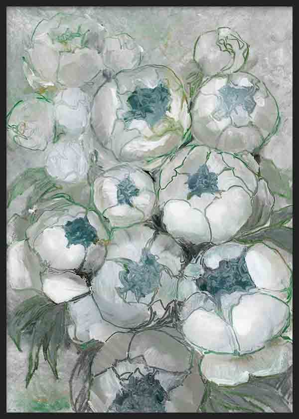 Nuria bouquet of peonies in teal and green