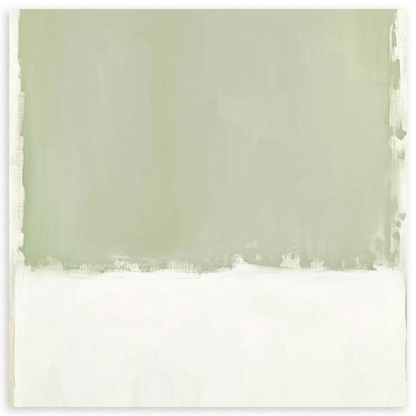  Cuadro cuadrado abstracto en tonos verdes y blancos con diseño minimalista - kudeko.com