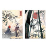 Conjunto de dos cuadros japoneses estilo Japandi con samurái y bosque de bambú, kudeko.com
