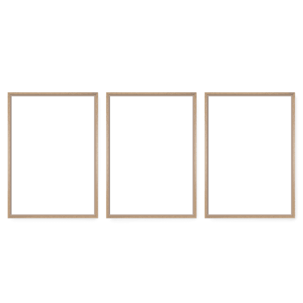 combo de tres lienzos con marco madera - kudeko
