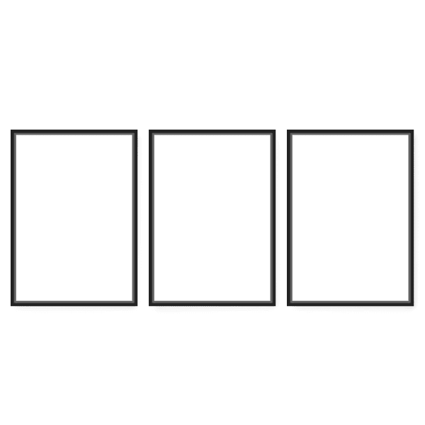 combo de tres lienzos con marco negro - kudeko