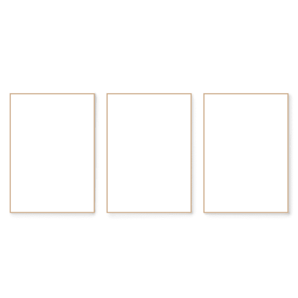 combo de tres cuadros con marco minimalista madera - kudeko