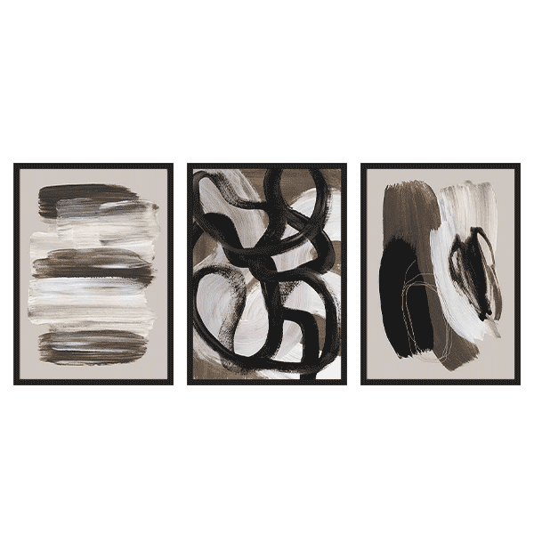 Three Combo - Abstract Brown Brush Strokes