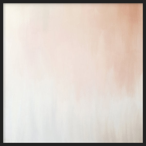 Cuadro cuadrado abstracto en tonos melocotón y blanco estilo minimalista para decoración contemporánea kudeko.com
