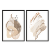 Conjunto de dos cuadros abstractos de estilo nórdico con ilustraciones en tonos beige y marrones.