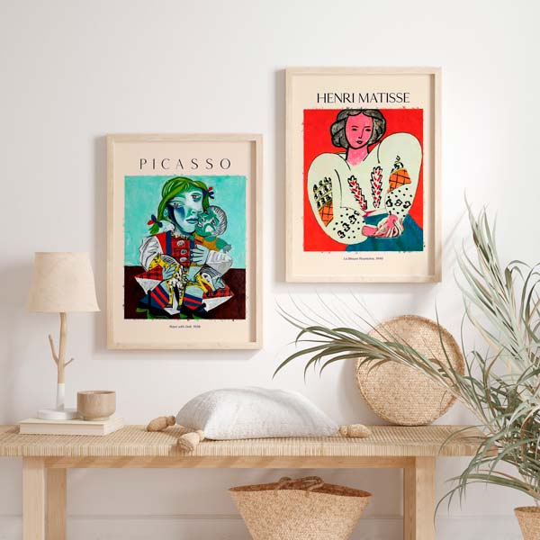 decoración con cuadros, ideas - Conjunto de dos cuadros de Picasso y Matisse. Una combinación de cuadros hechos para convivir el uno con el otro