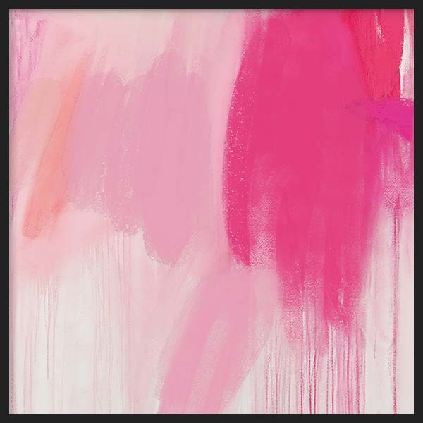 Cuadro cuadrado abstracto en tonos rosa y fucsia para decoración moderna kudeko.com
