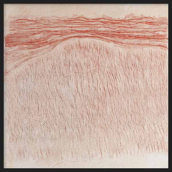 Cuadro abstracto texturizado en tonos beige y rojizos con efecto orgánico, kudeko.com
