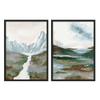 Conjunto de dos cuadros abstractos de paisajes. Disponible en kudeko.com