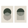 Ensemble de deux tableaux minimalistes avec cercles et lignes. Disponible sur kudeko.com