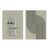 Conjunto de dos cuadros con formas abstractas de líneas negras onduladas y curvas sobre fondo beige texturizado, de estilo abstracto. Disponible en kudeko.com