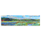 Horizontales Wandbild der Natur mit einer lebendigen Landschaft, die einen schönen Fluss zeigt und auf kudeko.com verfügbar ist.