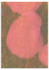 Cuadro abstracto con formas rosadas difusas sobre fondo oscuro texturizado, en marco negro, kudeko.com
