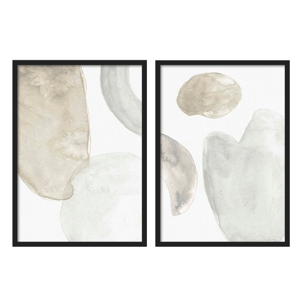 Conjunto de dos cuadros abstractos. Una combinación de cuadros hechos para convivir el uno con el otro