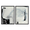 Conjunto de dos cuadros abstractos en blanco y negro con texturas kudeko.com