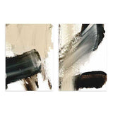 Conjunto de dos cuadros abstractos con trazos en beige, negro y gris kudeko.com