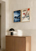 Composición de dos cuadros decorativos de estilo blanco_y_negro y minimalista, acuarela abstracta en tonos azul profundo, modelo Watercolors 6