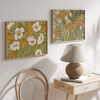 Composición de dos cuadros decorativos de estilo flores y orgánico, flores botánicas vibrantes en acuarela, modelo Vibrant Garden Blooms