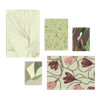 Conjunto de cinco cuadros decorativos sin marco de estilo minimalista y orgánico, composición orgánica en tonos verdes, modelo Mural III - Organic Green Shapes