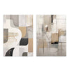 Conjunto de dos cuadros con formas orgánicas, líneas finas y composición en beige, gris, negro y blanco, de estilo abstracto. Disponible en kudeko.com