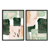 Conjunto de dos cuadros abstractos en tonos verdes